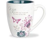 Mark My Words Wife Navy Blue Floral Butterfly Large Coffee Tea Mug