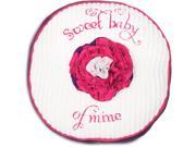 Itty Bitty Pretty Sweet Baby of Mine Soft White Round Pink Purple Baby Pillow with Flower Center 12