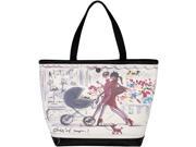 16 Black and Cream Shopping Large Canvas Tote Bag