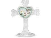Heart Expressions Bless this Nest Green Floral Bird White Self Standing Cross 4