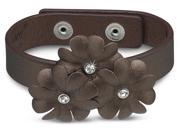 Brown Metallic Leather Flower Bracelet