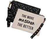 The More Mascara the Better Black Make Up Bag Wristlet with Studded backing