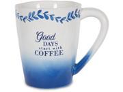 Eat Share Love Good Days start with Coffee 12 oz Blue Ombre Floral Ceramic Mug