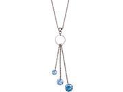 H2Z Made with Swarvoski Crystal Elements Three Light Blue Round Stones and Silver Dangle Necklace