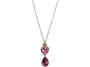 Pink Silver Dangle Heart Crystal Necklace made from Swarovski Elements