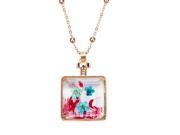 H2Z Petal Pendants Square Blue and Red Dried Flower Gold Sweater Necklace