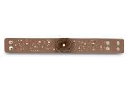 Brown Studded Flower Leather Bracelet