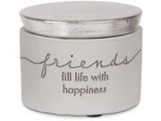 Sweet Concrete Friends fill life with happiness Silver Cement Keepsake Box Jewelry Holder
