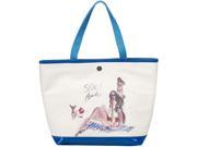 16 Blue and Cream Beach Large Canvas Tote Bag
