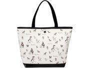 16 Black and Cream Dog Large Canvas Tote Bag