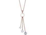H2Z Made with Swarvoski Crystal Elements Three Crystal Round Stone and Rose Gold Dangle Necklace