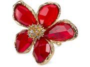H2Z Petal Pendants Oversize Flower Ring Ruby Red and Gold Size 9