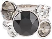 H2Z Made with Swarvoski Elements Black Silver 3 Stackable Ring Set Size 8