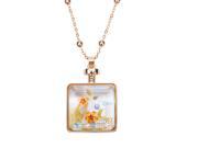 H2Z Petal Pendants Orange Dried Flower Blue Beaded Rose Gold Chain Pendant Sweater Necklace
