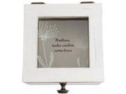 Dandelion Wishes Mothers Make Wishes Come True White Vintage Style Square Glass Jewelry Box