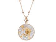 H2Z Petal Pendants Golden Dried Flower Yellow Clear Beaded Rose Gold Chain Pendant Sweater Necklace