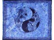 Yin Yang Dragon Tapestry Cotton Wall Hanging 90 x 60 Single Blue