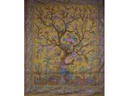 Tree of Life Tapestry Cotton Bedspread 108 x 88 Full Queen Olive Green