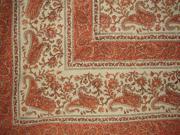 Rajasthan Block Print Paisley Tapestry Cotton Spread 104 x 70 Twin Orange