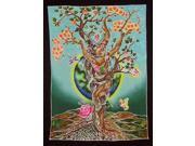 Authentic Batik Textile Art Tree Lovers 31 x 23 Multi Color