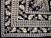 Marine Print Tapestry Cotton Bedspread 108 x 108 Queen King Black