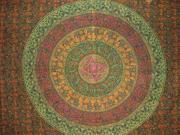 Sanganeer Block Print Indian Tapestry Cotton Bedspread 108 x 108 Queen King Green