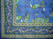 Paisley Print Cotton Tablecloth 88 x 60 Blue