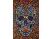 Psychedelic 3 D Skull Cotton Wall Hanging 90 x 60 Single Multi Color