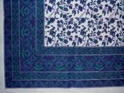 Fleur De Lis Square Cotton Tablecloth 60 x 60 Blue