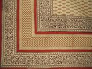 Bagru Block Print Square Cotton Tablecloth 60 x 60 Barley