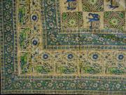 Indian Block Print Cotton Tablecloth 90 x 60 Gray