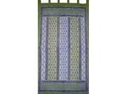 Floral Stripe Tab Top Curtain Drape Panel Cotton 44 x 88 Sage Green