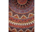 Indian Mandala Print Round Cotton Tablecloth 76 Brown