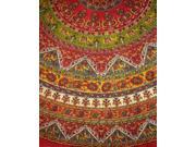 Indian Mandala Print Round Cotton Tablecloth 76 Red
