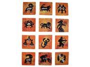 Authentic Cotton Batik Textile Art Packet Astrological Zodiac 5 x 5 Orange