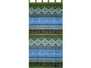 Indian Print Tab Top Curtain Drape Panel Cotton 44 x 88 Blue Green