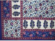 Floral Print Tapestry Cotton Bedspread 104 x 88 Full Blue