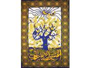 Tree of Life Tapestry Cotton Wall Hanging 80 x 60 Single Blue