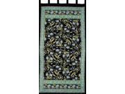 French Floral Tab Top Curtain Drape Panel Cotton 44 x 88 Blue Black