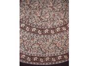 Block Print Floral Round Cotton Tablecloth 72 Gray
