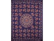 Celestial Tapestry Cotton Bedspread 108 x 88 Full Queen Blue