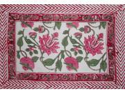 Pretty in Pink Block Print Cotton Table Placemat 20 x 14 Pink