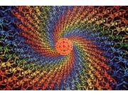 Psychedelic 3 D Spiral Skeletons Cotton Wall Hanging 90 x 60 Single Multi Color