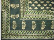 Block Print Tapestry Cotton Spread or Tablecloth 90 x 60 Green
