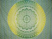 Mandala Tapestry Cotton Spread 96 x 62 Green