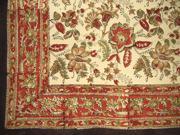 Jaipur Block Print Cotton Tablecloth 60 x 60 Autumn Colors