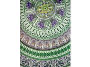 Indian Print Mandala Round Cotton tablecloth 70 Green