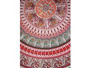 Indian Print Mandala Round Cotton tablecloth 70 Red