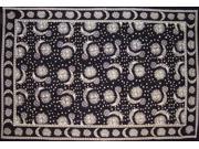Cotton Celestial Spread or Tablecloth 90 x 60 Black White