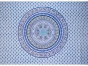 Indian Print Mandala Rectangle Cotton tablecloth 88 x 58 Blue
